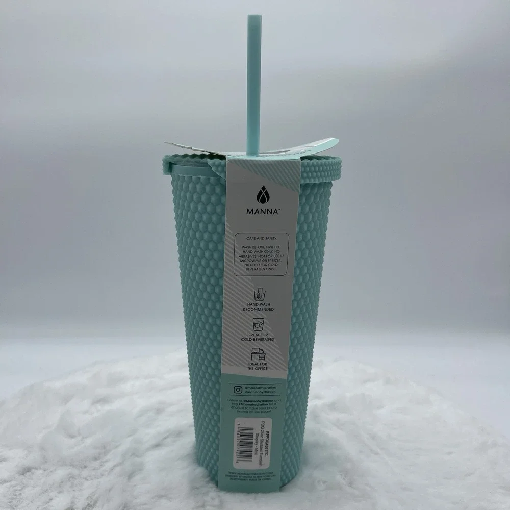 Manna Studded Tumbler 24 oz Cup Rubberized Finish Mint Green Eco-Friendly